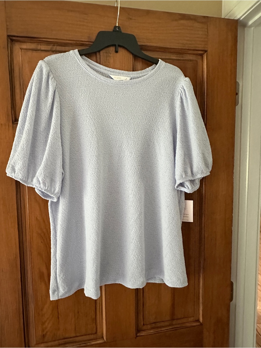 Light Blue Women's Puff Sleeve Top